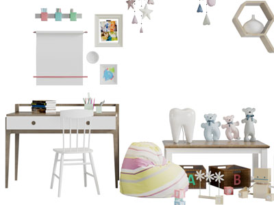 北欧儿童书桌椅懒人沙发