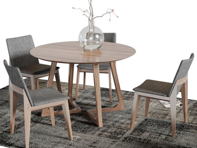 北欧圆形实木餐桌椅组合