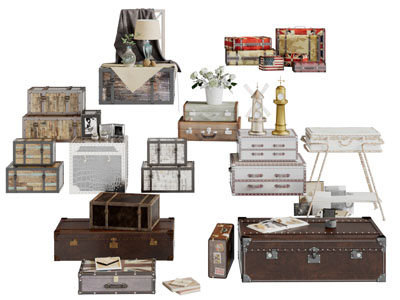 工业风行李箱造型的茶几3d模型 工业风行李箱造型的茶几