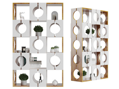 现代实木边框的收纳装饰架