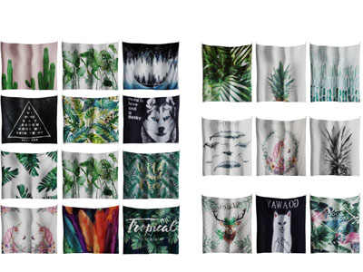 北欧植物图案的布帘门帘3d模型 北欧植物图案的布帘门帘