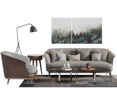 现代多人单人沙发茶几组合