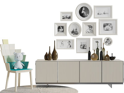 现代条纹柜门的电视柜