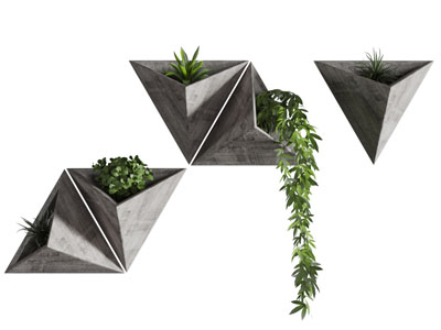 立体三角花盆植物墙饰挂件