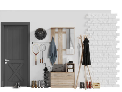 北欧玄关实木鞋柜衣架