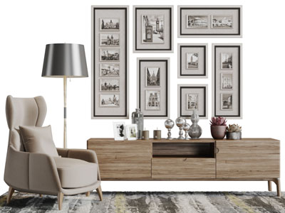 北欧实木电视柜单人沙发3d模型 北欧实木电视柜单人沙发