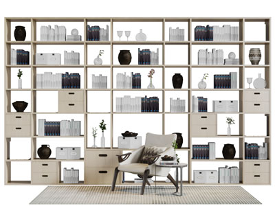 现代实木书柜休闲椅子