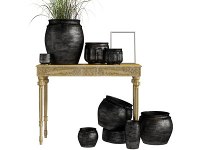 欧式端景台黑色陶瓷器皿