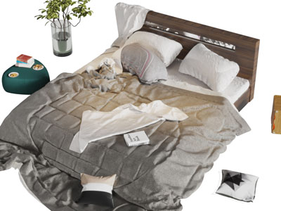 现代实木双人床