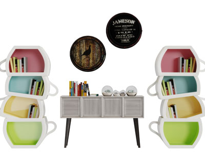 北欧边柜杯子造型的收纳装饰架