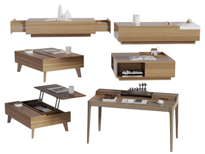 现代实木多功能书桌茶几