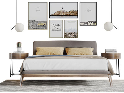 北欧实木双人床床头柜