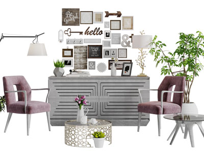 后现代凹凸纹理柜门的玄关柜边柜