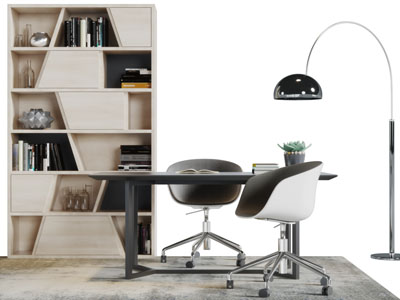 现代书柜书桌椅组合