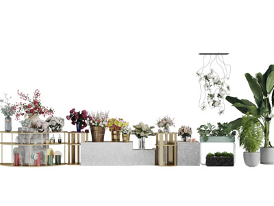 放在花架上的花瓶花卉3d模型 放在花架上的花瓶花卉