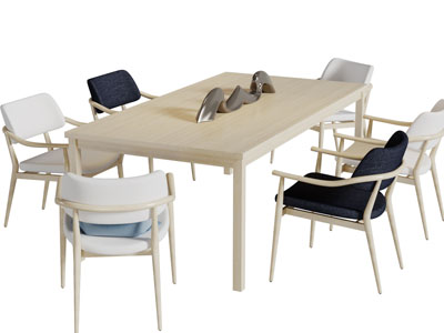 新中式长方形餐桌椅组合