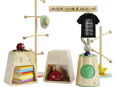 北欧实木衣架收纳装饰柜