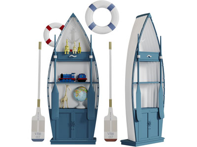 地中海儿童木船造型的装饰收纳柜