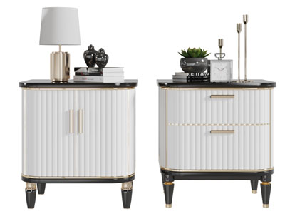 现代竖条纹柜门的床头柜