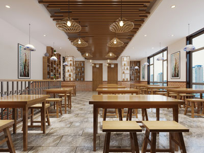 新中式饭店餐馆就餐区