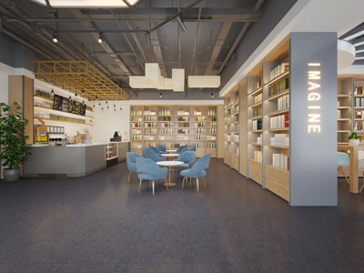 现代书吧图书馆阅览室