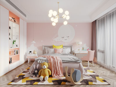 现代轻奢女儿房儿童房卧室