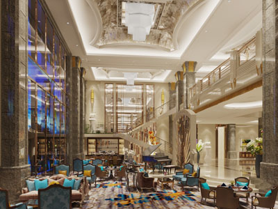 新古典酒店大堂前台接待区