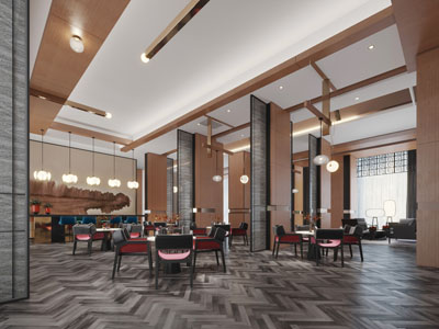 新中式售楼处大堂前台接待区