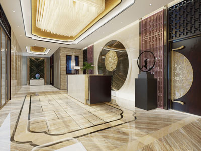 新中式大堂前台接待台