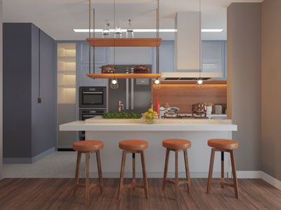 现代水吧台餐厅厨房