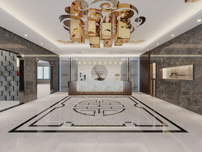 新中式大堂前台接待区