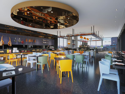 后现代饭店餐馆就餐区