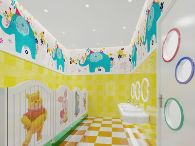 现代幼儿园公共卫生间洗手间