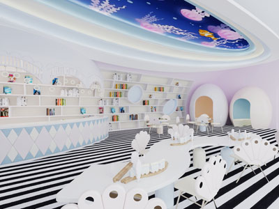 现代幼儿园大堂前台接待区