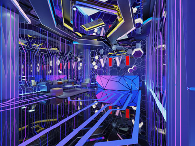 后现代KTV大堂前台接待区