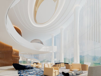 现代酒店大堂大厅前台接待区