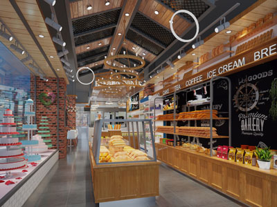 工业风面包蛋糕甜品店