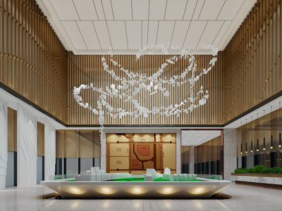 现代售楼处大堂前台接待区