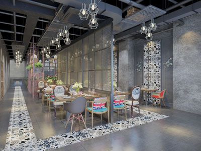 工业风饭店餐馆就餐区