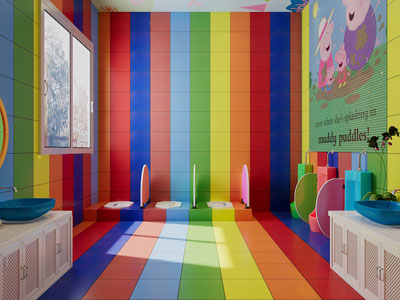 现代幼儿园彩虹卫生间