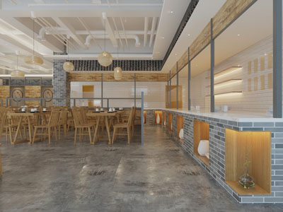 工业风饭店餐馆前台就餐区