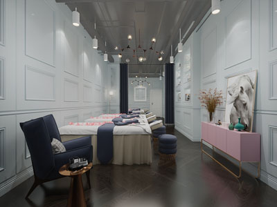 北欧美容院会所spa护理房按摩床