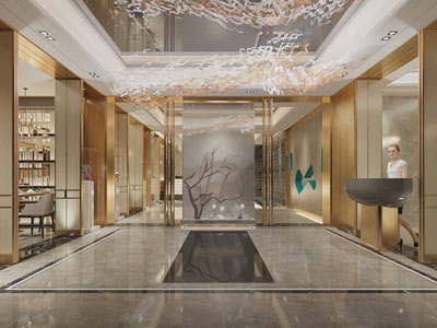 新中式大堂前台接待区