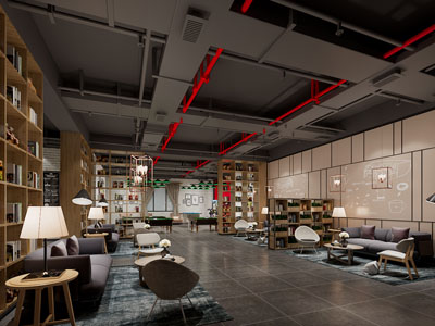 工业风会所会客室接待区