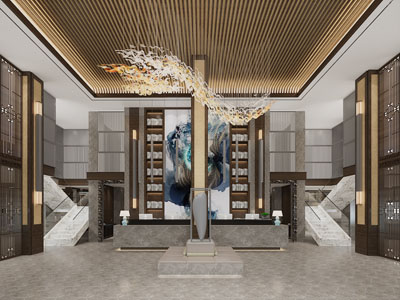 中式大堂前台接待区