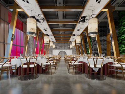 新中式酒店大堂就餐区