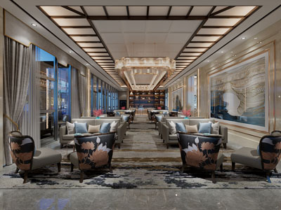 新中式会所会客接待区