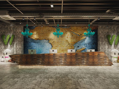 工业风大堂前台接待区