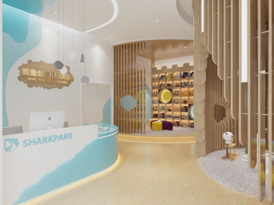 现代幼儿园大堂前台接待区