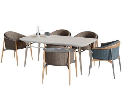 现代长方形餐桌椅组合